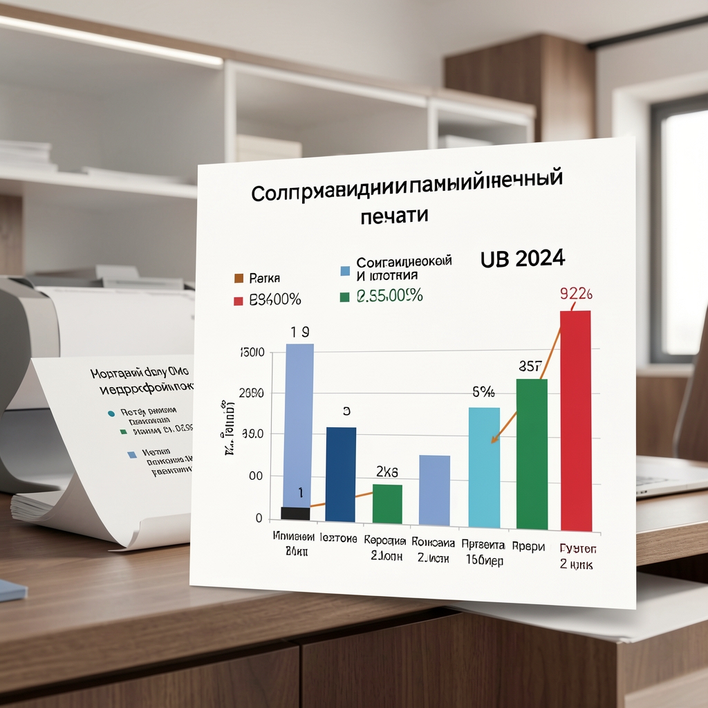 Инфографика современных тенденций полиграфической индустрии с диаграммами роста рынка персонализированной печати в США 2024